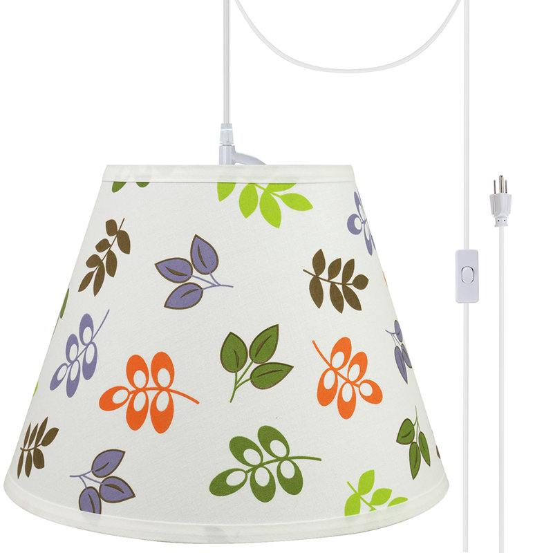 Claudia 1 - Light White Single Pendant, 9'' H x 12'' W x 6'' D, Off White/Leaf