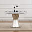 Table de salle à manger ronde en marbre de 47 po, table de cuisine moderne avec plateau en faux marbre ultrabrillant et base en acier inoxydable pour la salle à manger, cuisine (argent, gris)-782544797