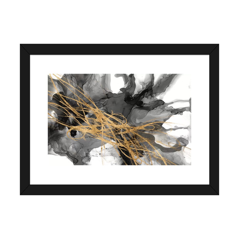 « Golden vortex II » par Jennifer Goldberger, reproduction d’art, Papier encadré noir, H 16 po x l 24 po x P 1 po
