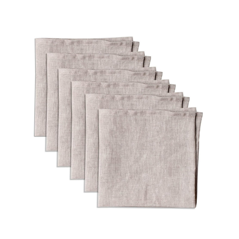 Set of 6 Linen Dinner Cloth Napkins 38 x 38 cm Natural for Home and Kitchen