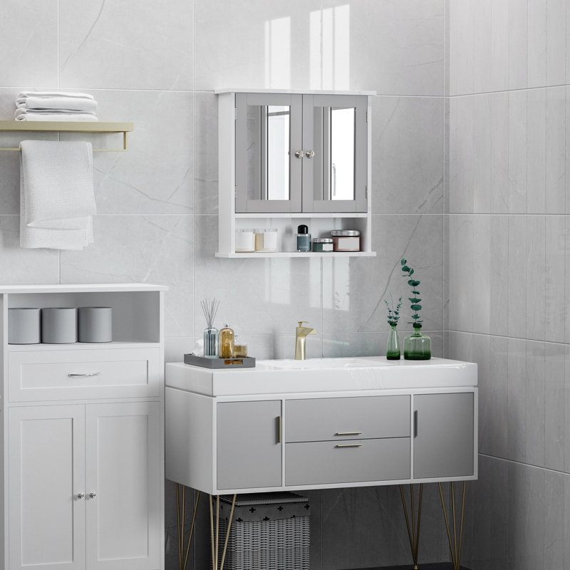 Dayaan 130mm W 580mm H Wall Mounted Required Framed Medicine Cabinet Mirror 1 Fixed