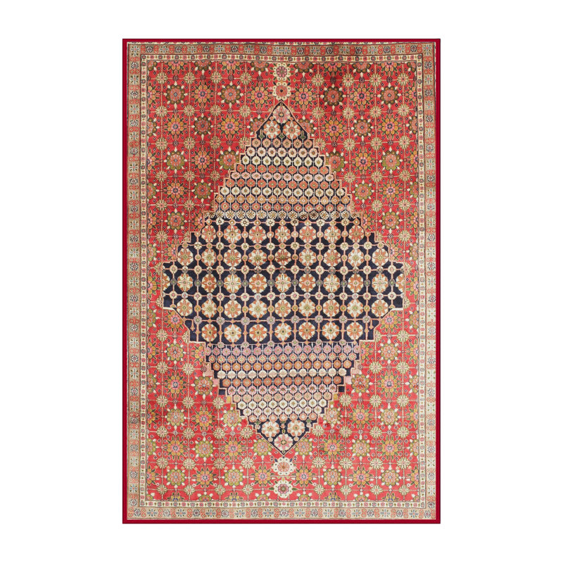 Tapis traditionnel orange / brun / noir, Rectangle 4 pi x 6 pi
