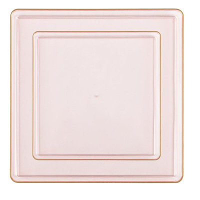 Transparent Blue  with Gold Rim Square 7.75 Inches Plastic Appetizers Plates