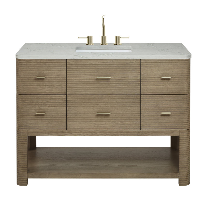 Lucian 48 in. Handmade Single Vanity, Pebble Oak, Victorian Silver