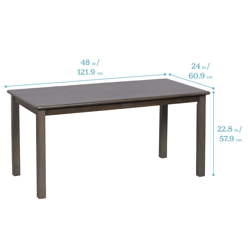 ECR4Kids 24in x 48in Rectangular Hardwood Table with 22in Legs, Children's Furniture, Gray Wash