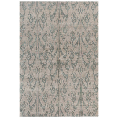 Hand-Knotted High-Quality Green and Beige Area Rug