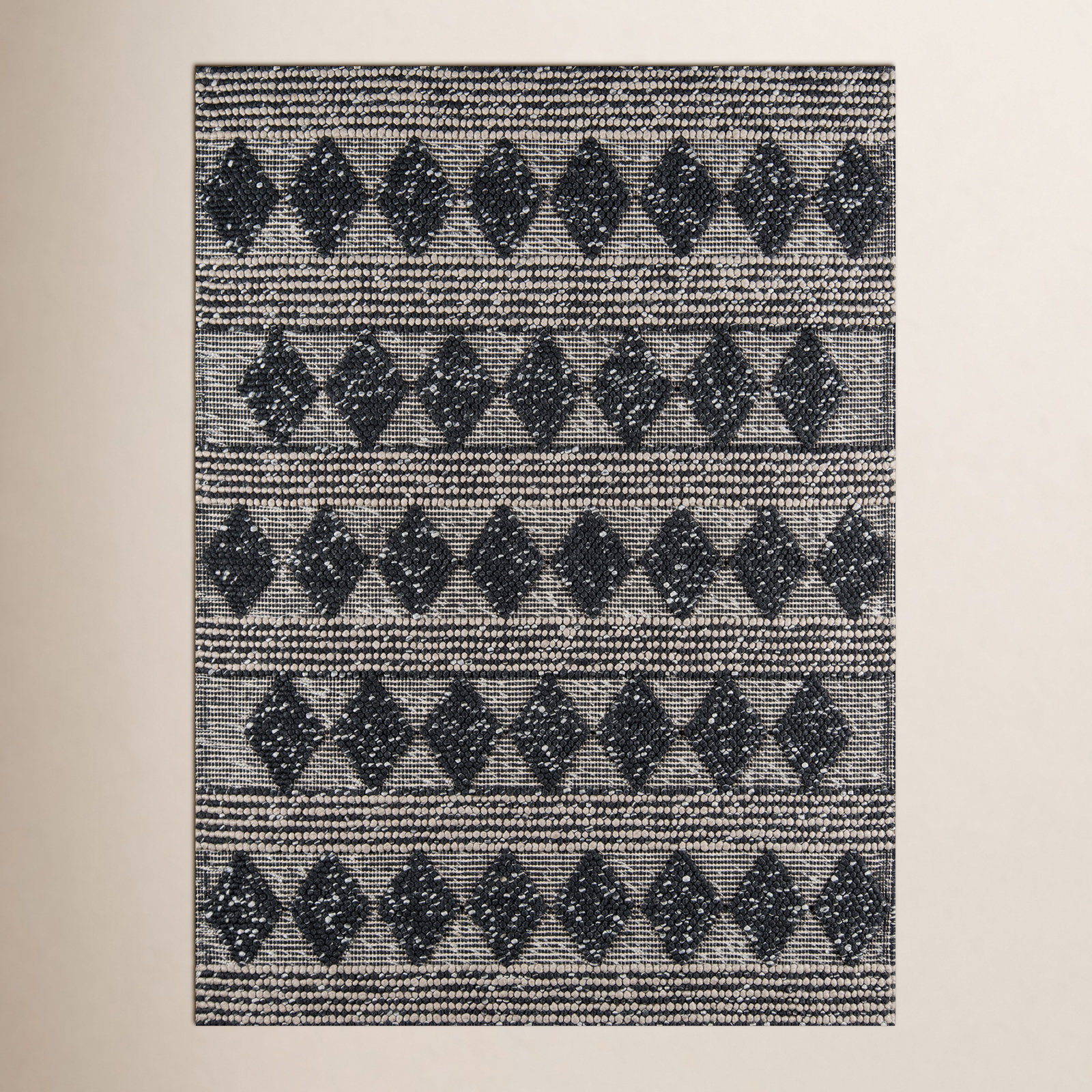 Altie Charcoal Beige Hand-Woven Geometric Rug, Rectangle 7'9" x 9'9"