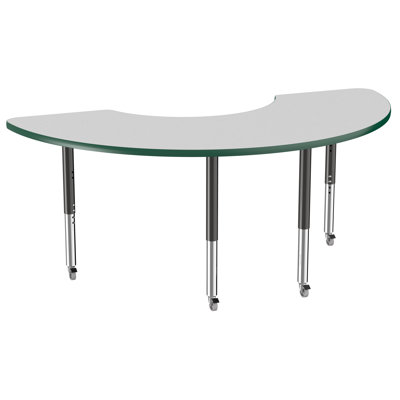 36" x 72" Half Moon T-Mold Activity Table with Adjustable Legs