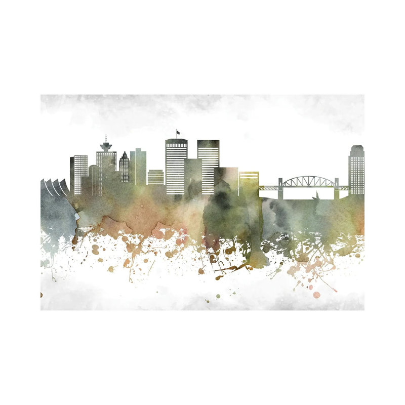 Vancouver Skyline by Wall Decor Addict - Wrapped Canvas Painting, 20.32 cm H x 30.48 cm W