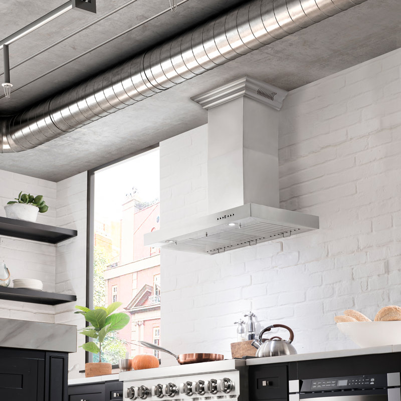 30" 400 CFM Ducted Wall Mount Range Hood, Stainless Steel, 48"