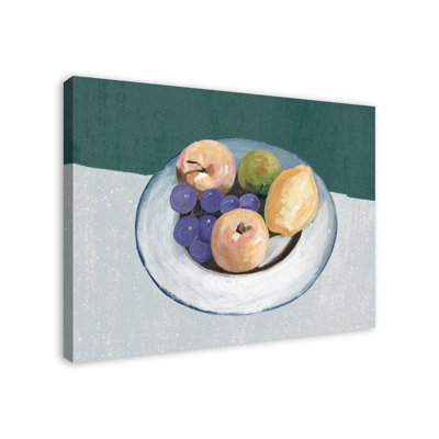 Emerald Fruit on a Plate  Wrapped Canvas Painting Print