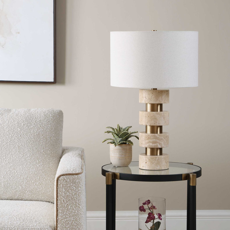 Lampe de table en travertin Uttermost Makani