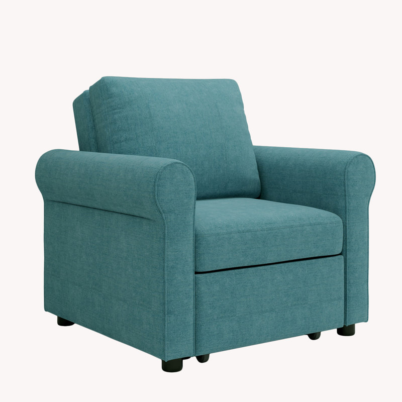 Mirco Upholstered Accent Chair, Teal Linen Blend