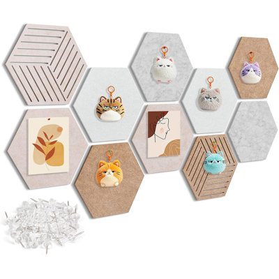 Ensemble de 10 tuiles adhésives hexagonales en liège 12 po