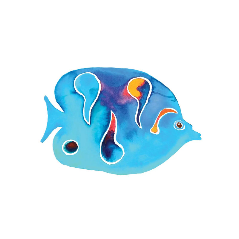 Tropical Fish Blues Spots 1 Piece Wrapped Canvas Wall Art, 66.04 cm H x 45.72 cm W x 3.175 cm D