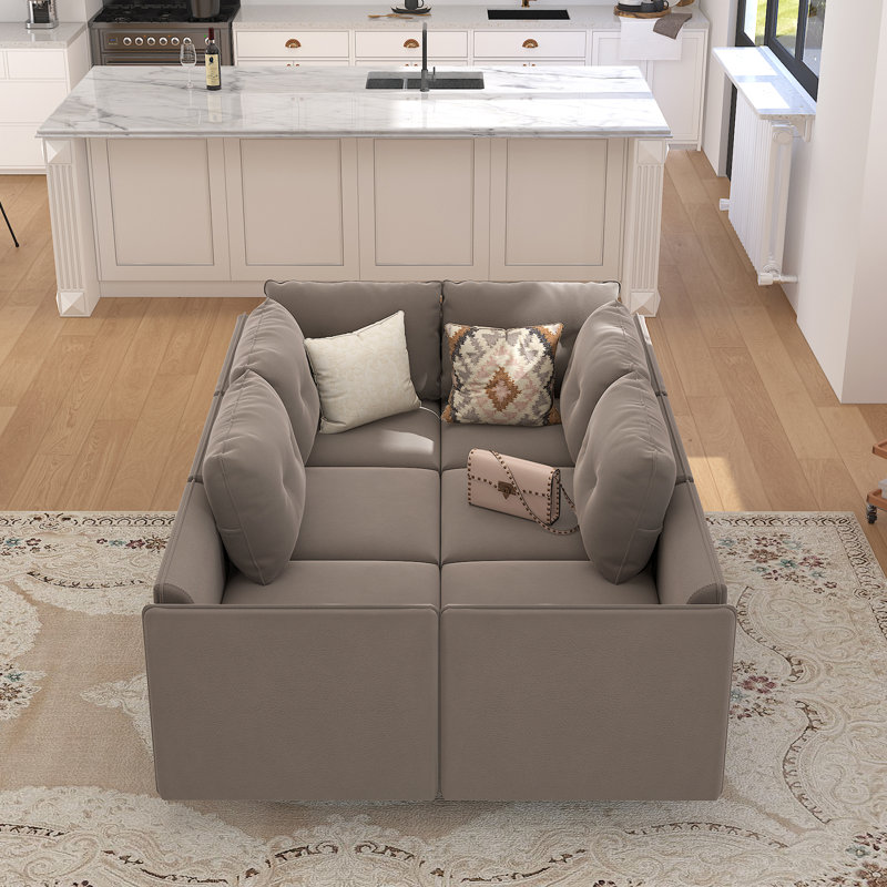 Canapé modulaire modulaire 2 pièces Zendajas, Mélange de polyester brun clair