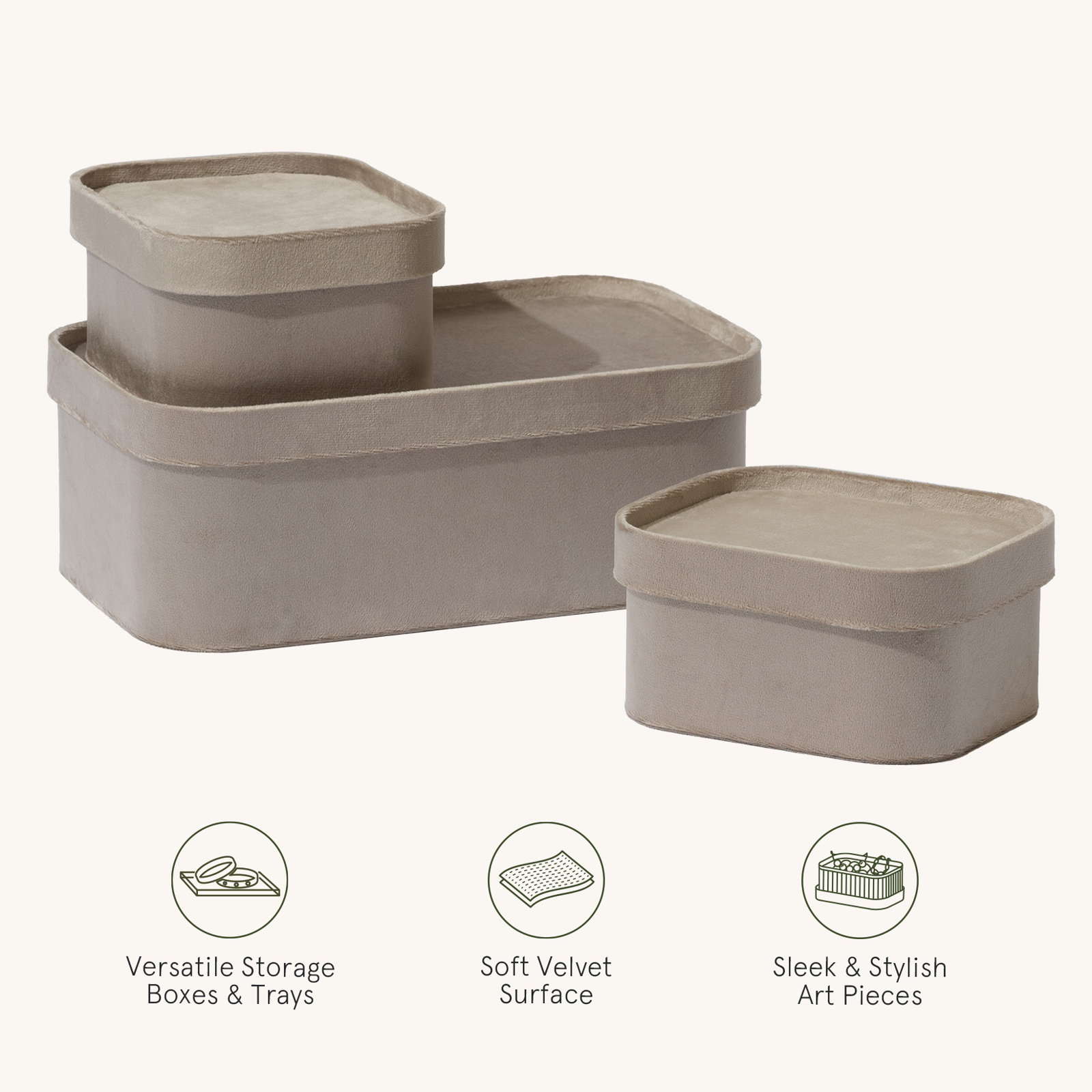 Decorative Basket - Set of 3, Light Gray