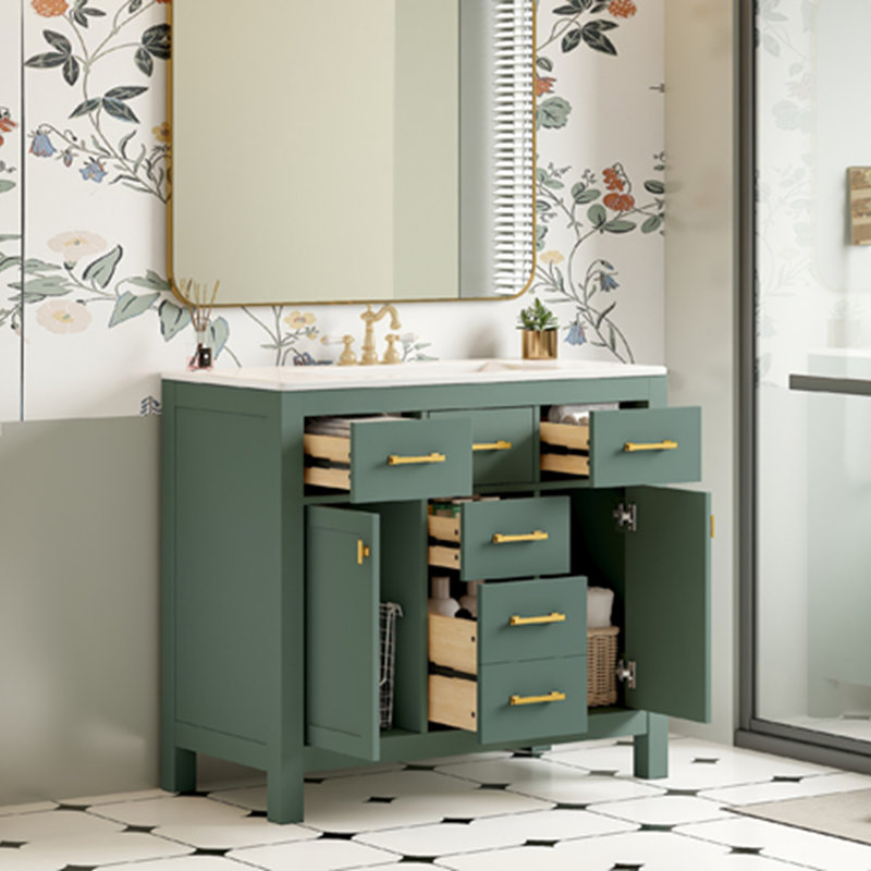 Meuble-lavabo 36 po avec lavabo en céramique, Green