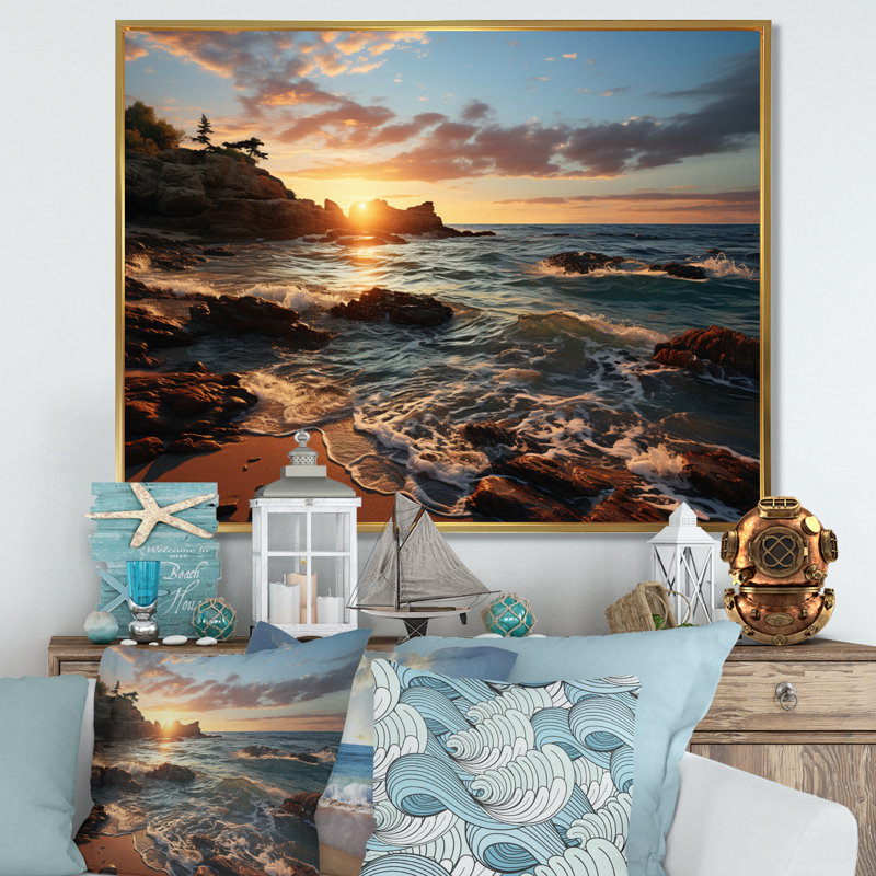 Golden Sands A hypnotisant sur toile, H 12 po x l 20 po, Cadre flottant doré