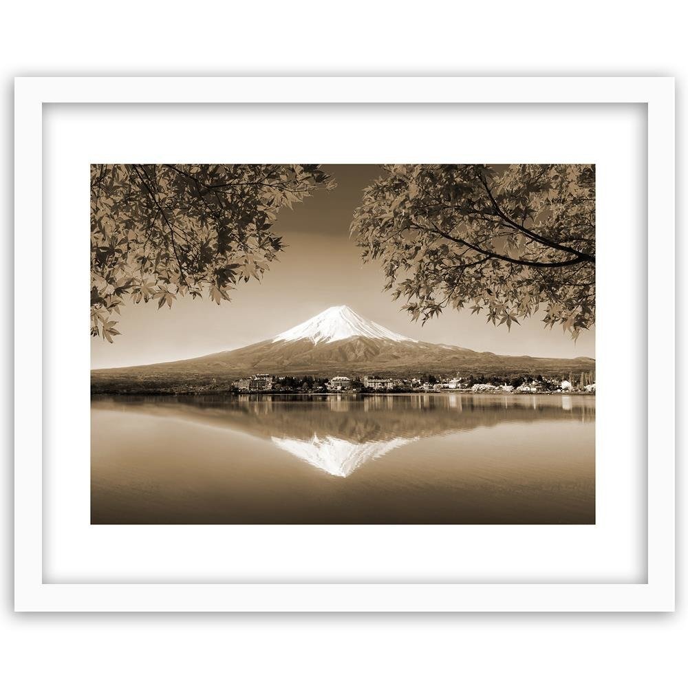 Gerahmtes Poster Mount Fuji mit See 1