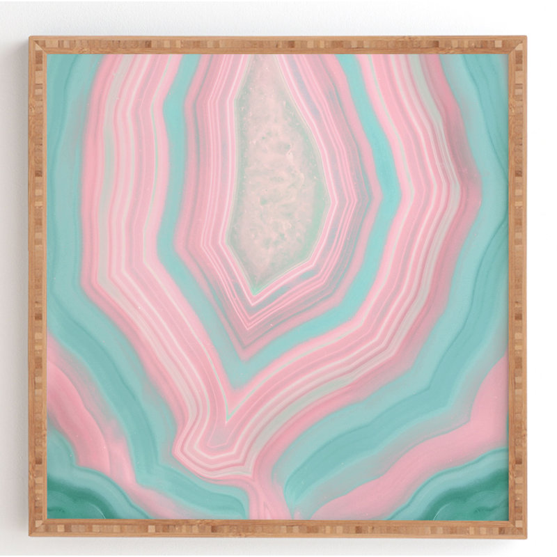 « rose et bleu agate », reproduction sur bois encadrée, H 30 po x l 30 po x P 1 po