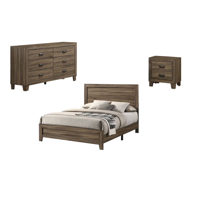 Ensemble de chambre à coucher standard 3 pièces Anastasia, Grand, Gris