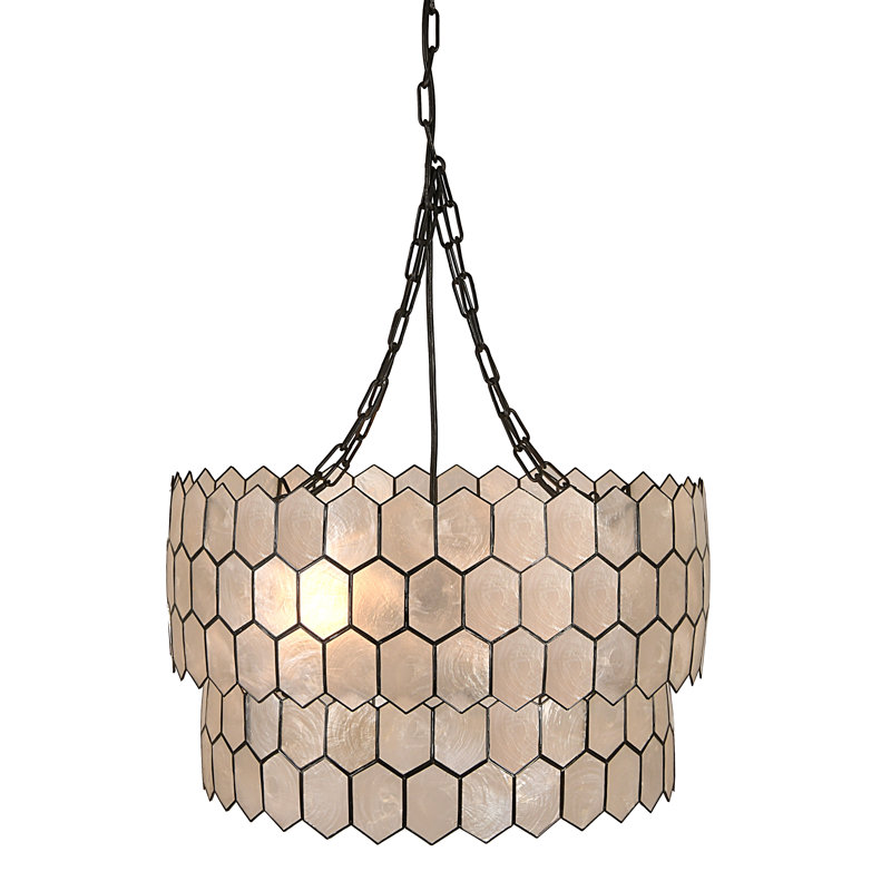 Carlisle 2-Tier Capiz Honeycomb Chandelier, Black