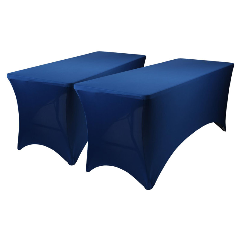Rectangular Spandex Fitted Tablecloth - 6ft (180cm) - White - Pack of 1, Blue, 2