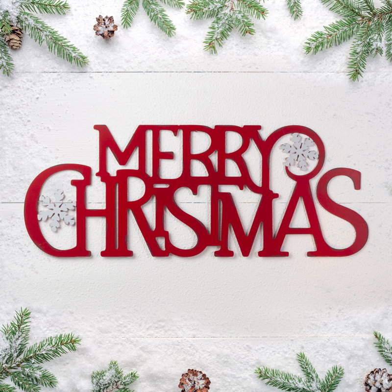 Red Iron Merry Christmas Outdoor Wall Sign