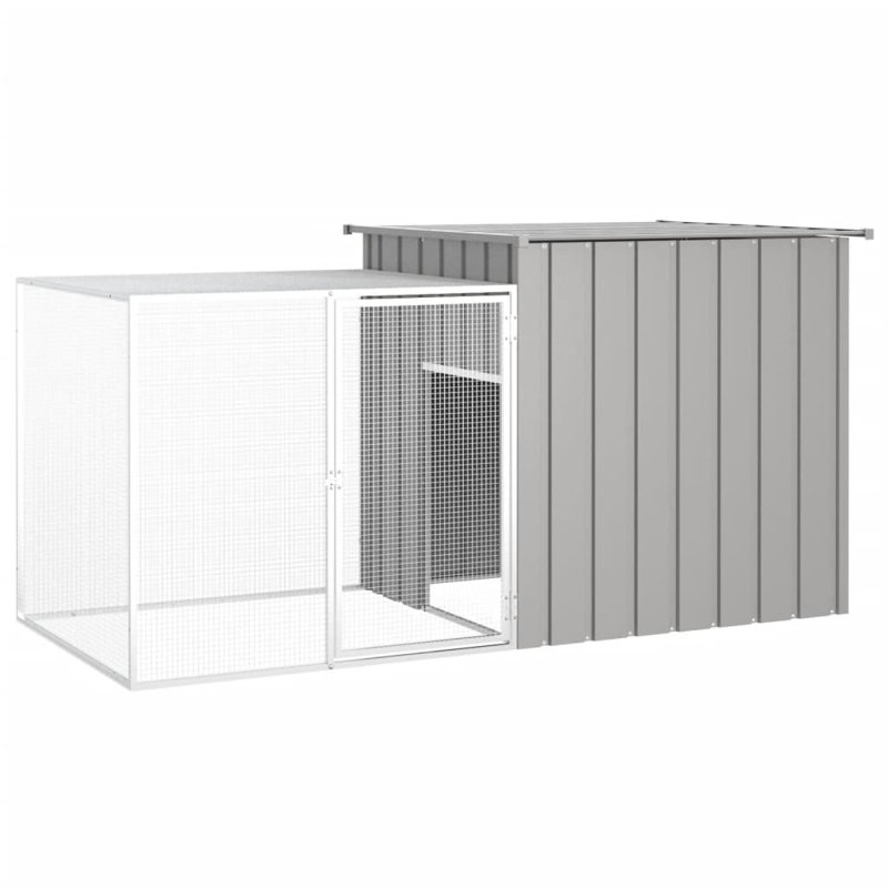 Rabbit Cage Galvanised Steel Outdoor Pet Rabbit Hutch, Grey