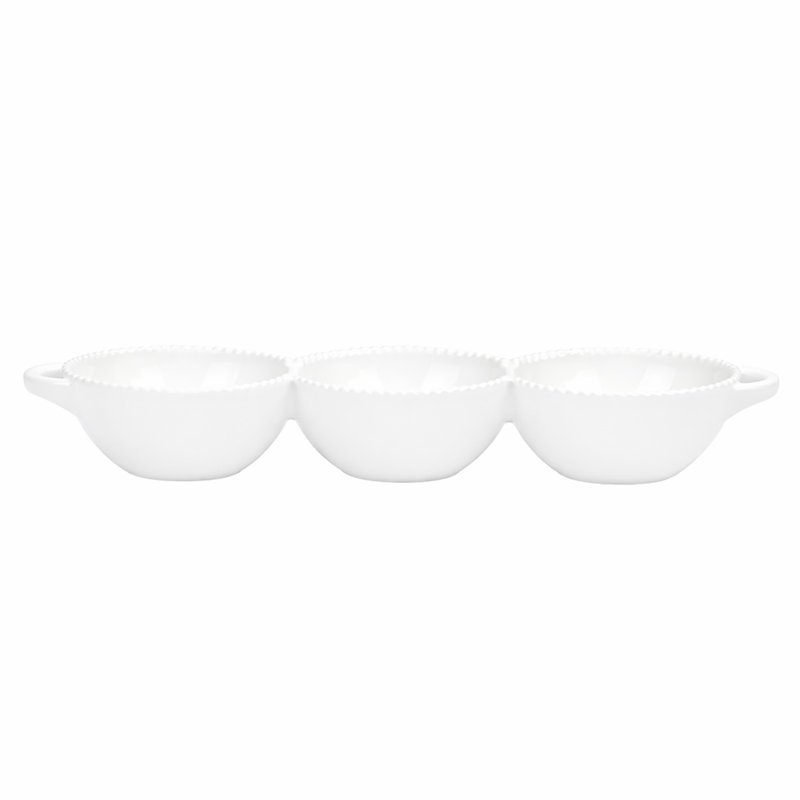 10 plateaux de service à trois cuves à rebord perlé 10 Strawberry Street