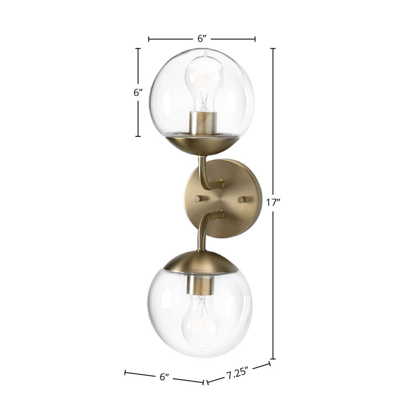 Applique murale en acier Yuming, Or doux, Transparent