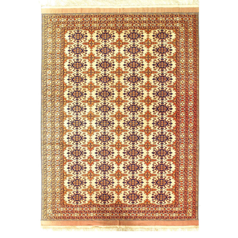 One-of-a-Kind Rectangle 7' X 9'9" 1960s Area Rug in Beige/Ivory