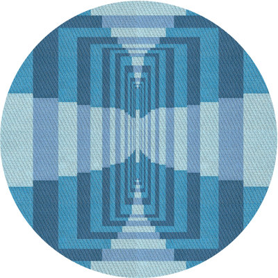 Tapis géométrique bleu
