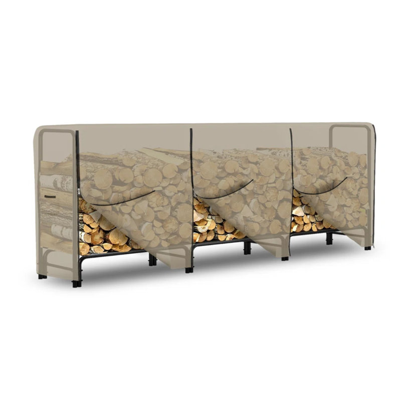 Khang Heavy Duty Waterproof Outdoor Firewood Cover, All Weather Protection UV Resistant Wood Rack Cover, Beige
