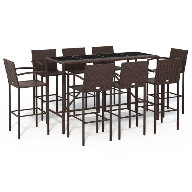 Dinari Bar Set with Stools, Brown