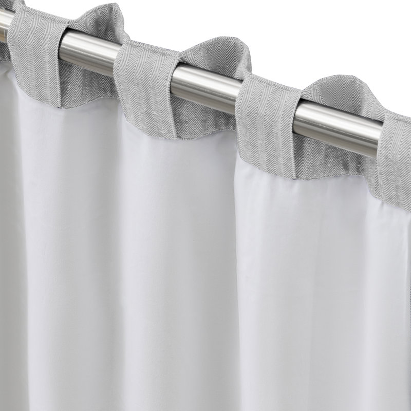Gray Pleated Cotton Light-Filtering Rod Pocket Panel
