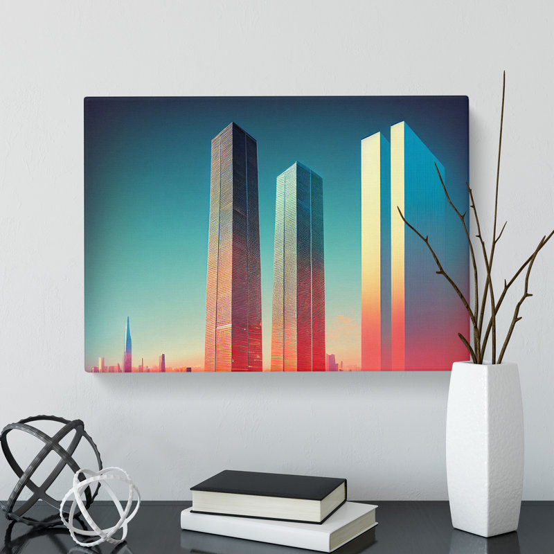 Charming Skyscraper Skyline - Wrapped Canvas, 35cm H x 50cm W x 3cm D