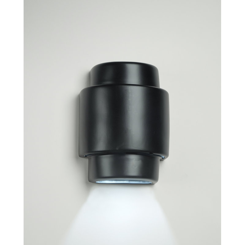Chiyeko Ceramic Wall Light, LED Bulb Included, 13.5" H x 10" W x 6" D, Matte Black