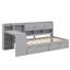 Lit de jour en L en bois avec sept armoires de rangement et deux tiroirs de rangement, lit multifonctionnel avec bureau d'étude-433838124-433838122