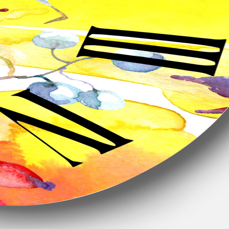 Vibrant Wild Spring Leaves and Wildflowers - Horloge murale moderne, Surdimensionné