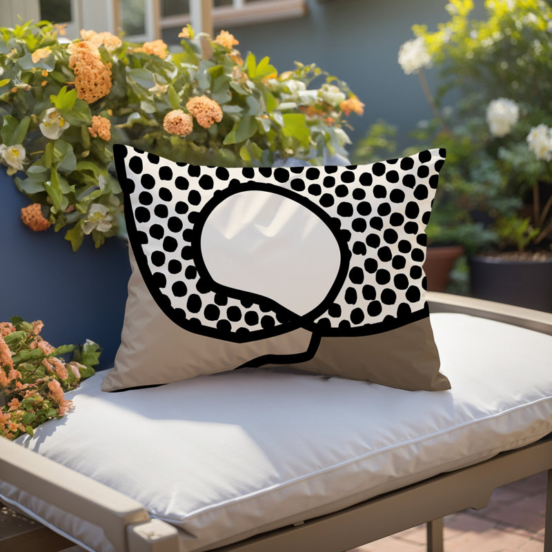Coussin lombaire réversible intérieur / extérieur Jai Abstract, H 18 po x l 25 po, Beige