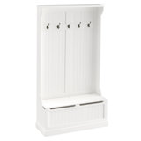 38" 3-In-1 Entryway Hall Tree With Storage Bench, Coat Rack With Four Hooks And Shoe Storage
