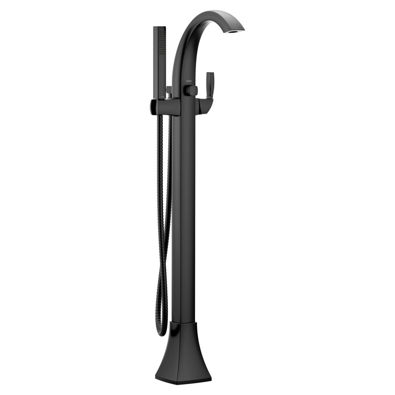 Voss Single Handle Floor Mounted Tub Filler, Matte Black