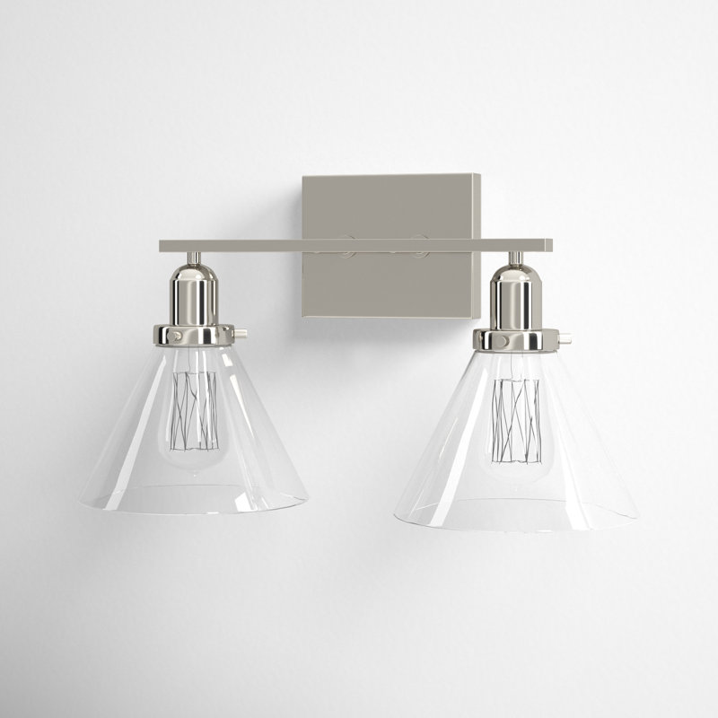 Catalina 2 Light Transparent Dimmable Vanity Light, Polished Nickel