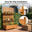 Cloison d'intimité d'extérieur avec jardinière, H 72,8 po x l 26 po x P 41,3 po, cloison de patio autoportante en bois massif avec tablette à 2 niveaux, brun clair-132400911-132400910