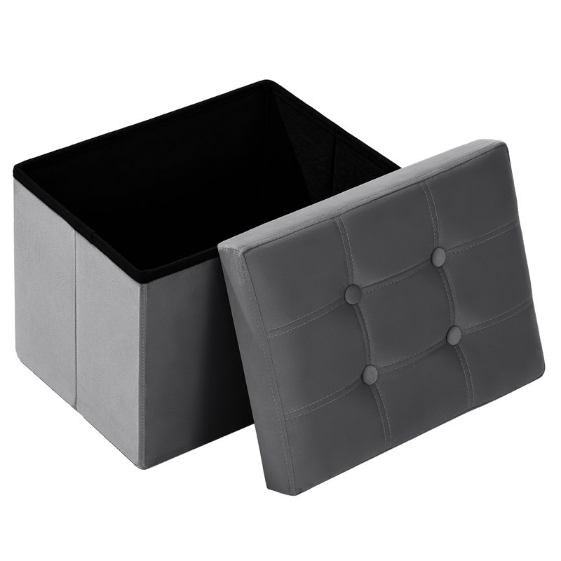 Folding Storage Ottoman Velvet Footstool, Gray