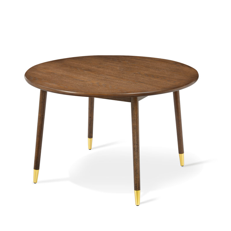 Doucoure Round Solid Wood Base Dining Table, Brown