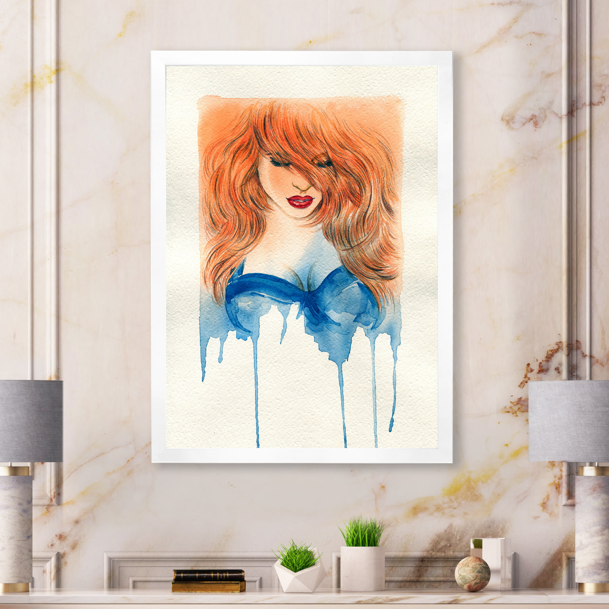 Beautiful Sexy Woman Portrait - Glam Canvas Art Print House of Hampton Size: 36 H x 24 W, Format: Gold Floater Framed Canvas