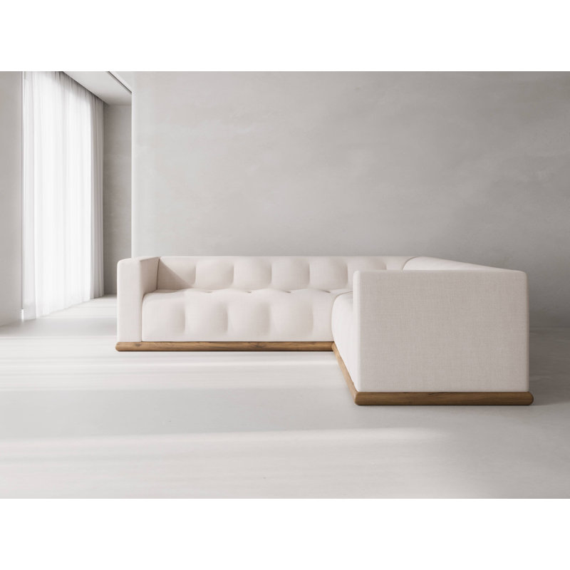 Canapé modulaire Bradley L, Mélange de polyester ivoire Nevis